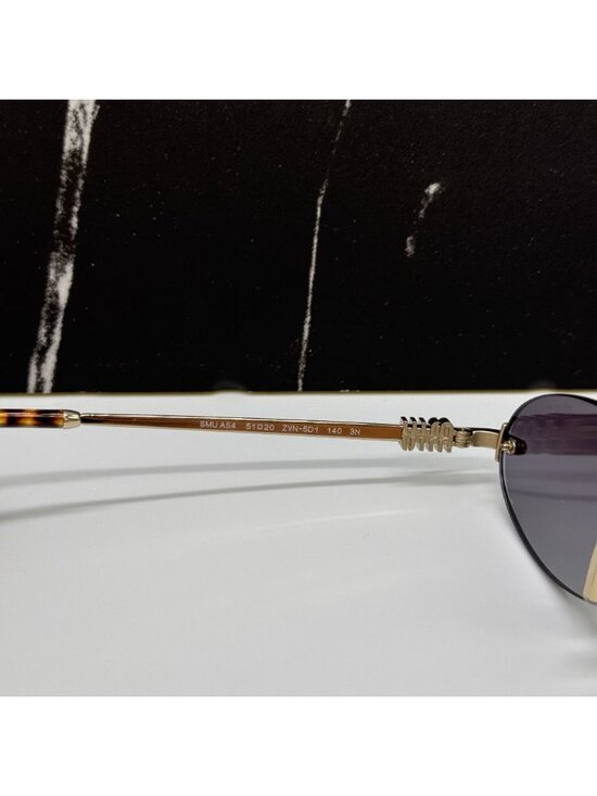 New Miu Miu MUA54S ZVN5D1 Gold Gray Women Round Sunglasses Miu Miu MU A54S main image 8